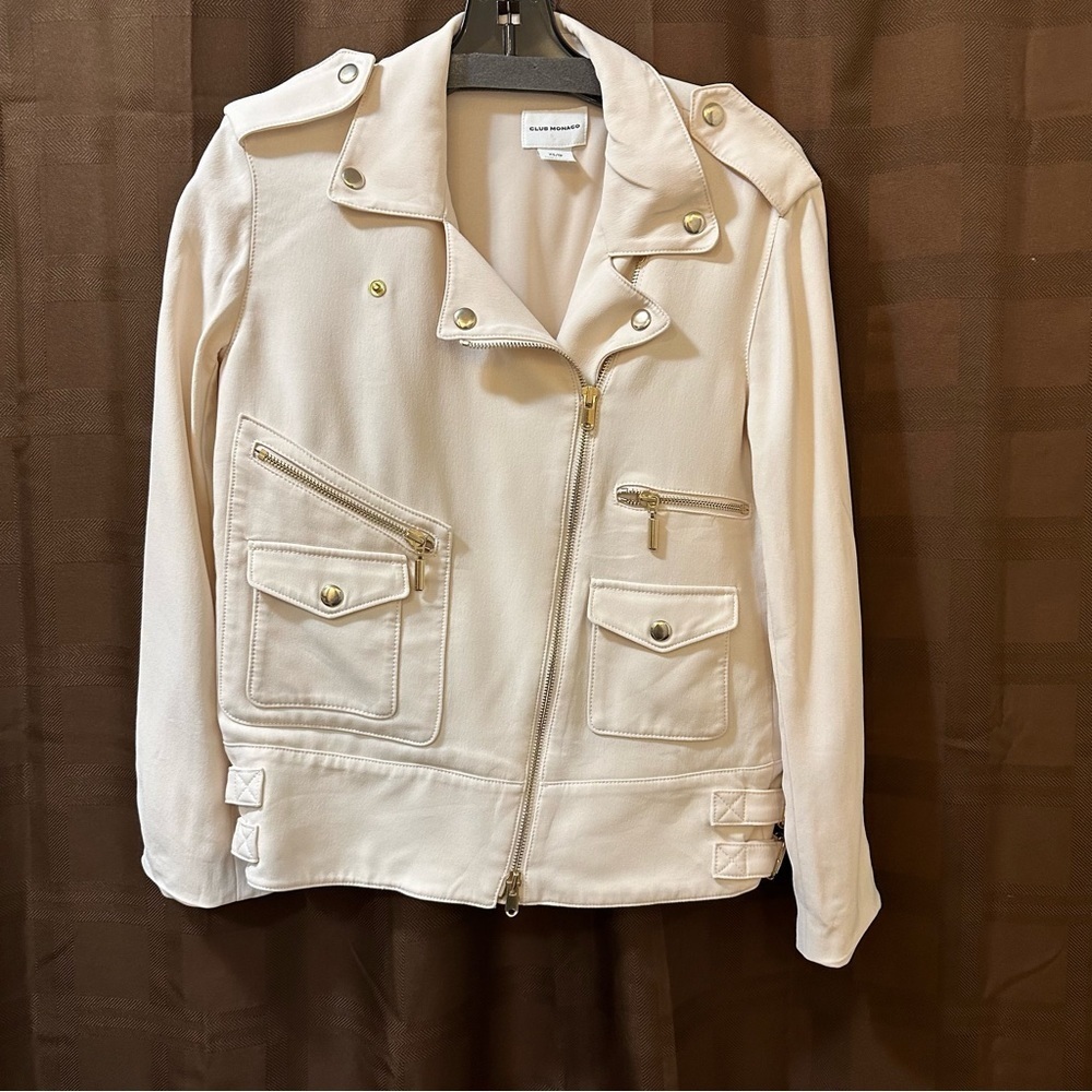 Club Monaco light pink Olena Moto Jacket Blazer in XS
